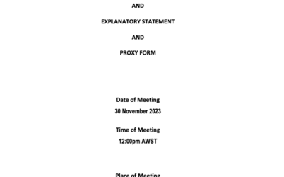 Notice of Annual General Meeting and Explanatory Statement and Proxy Form.